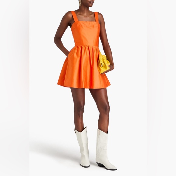Alice + Olivia Dresses & Skirts - NWOT Alice + Olivia Saige Tie Back Mini Dress Size 12 Monarch Orange Cotton